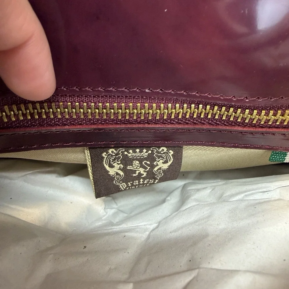 Pratesi Barchetta Italian Leather Shoulder Bag Chianti Burgundy Gold Hardware